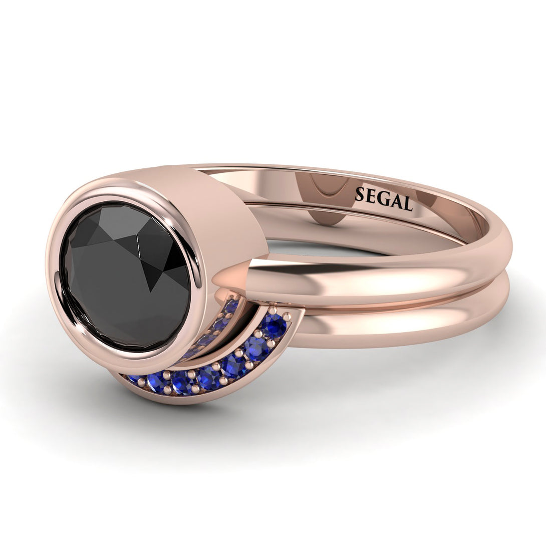 Bezel Black Diamond Bridal Set - Emerson No. 68